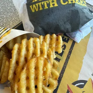 Waffle Fries with a Super Star with Cheese
