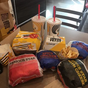 a variety of fast food items