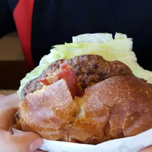 Thick bacon burger