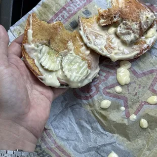 Garbage, flat, likely been in someone&apos;s pocket, dripping mayo looks to be turning. chicken tasted like dead bird and leather.