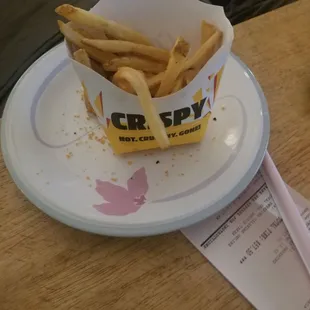 Small fries barely half filled and cold after just receiving them.