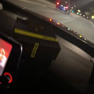 a view of a city street at night