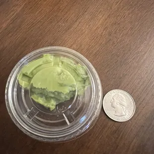 Guacamole that you actually get. About the size of a quarter.