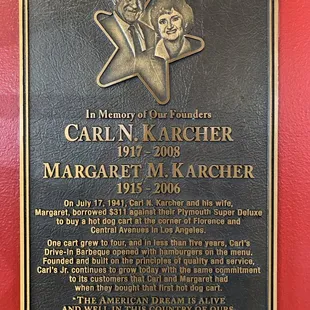 a plaque on the wall