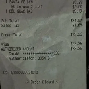 My receipt