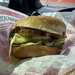 No meat burger with cheese and Fried Zucchini