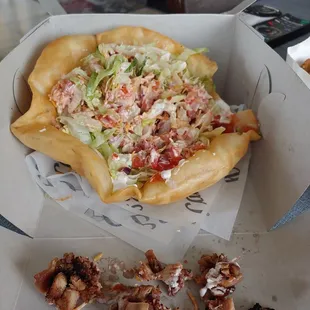 Taco salad with "grilled" chicken.