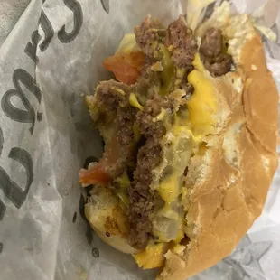 Icky meat, glue cheese