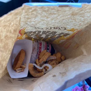 Onion Rings and Western Bacon Cheeseburger