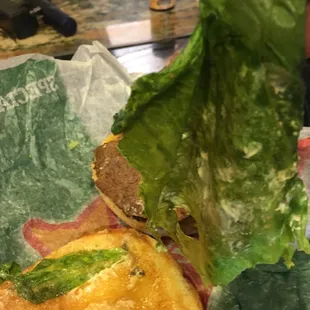 I flat piece of lettuce