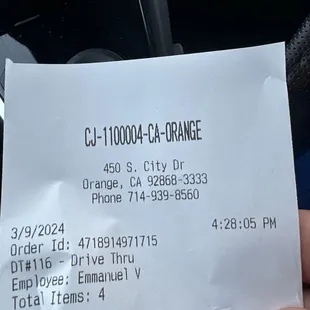 Arrived at 4:13 in drive thru