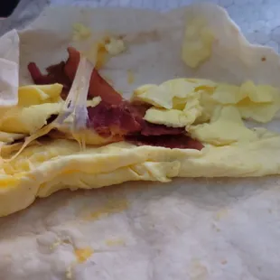 Bacon egg cheese breakfast burrito