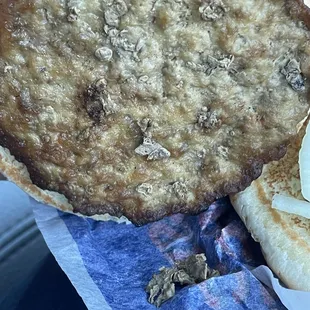 Mystery gummy like garbage cooked into my burger from  A kids Hamburger Kid's Meal