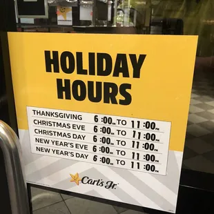 Holiday hours