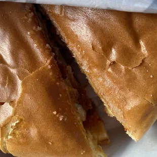 a half eaten sandwich