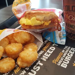Bacon Egg and Cheese Biscuit combo. $4.77- sandwich gives McDonald's a run, the hash rounds not so much.
