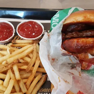 Baby back Rib Burger Combo $8.91. Predictably mediocre.