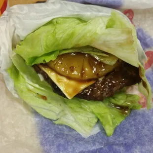 Lettuce wrapped teriyaki burger. They will wrap any burger for you.