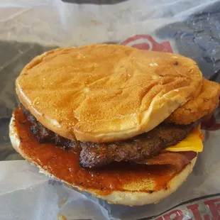 This is what my burger look like but the french fries were good this is a $9 Burger