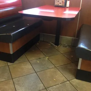 The place was filthy!!!!every booth looked like this or worse!!Disgusting
