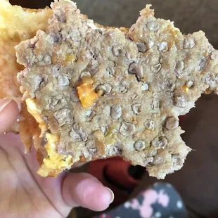 What's up with this meat patty?  Fucking disgusting? Wrong color, tasted like a sponge, and what are all those pock marks?  Ugh!