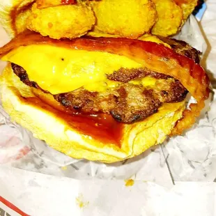 Double Western Bacon Cheeseburger and I added some jalapeño poppers to it :) bomb AF