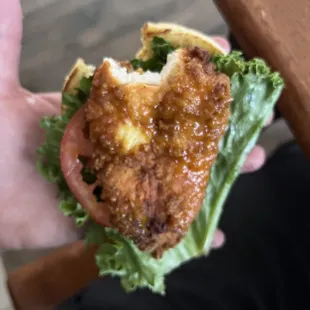 Tiny piece of chicken in the Gold Digger Hand Breaded Chicken Sandwich it&apos;s super disappointing.