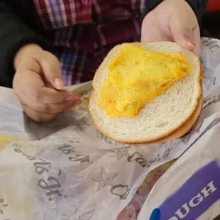 This was inside of what was supposed to be a grilled cheese breakfast sandwich with the sausage on the side.