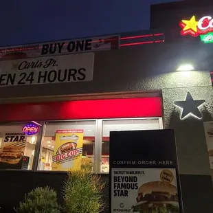 outside of restaurant at night