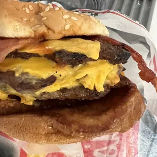 Triple western bacon cheeseburger