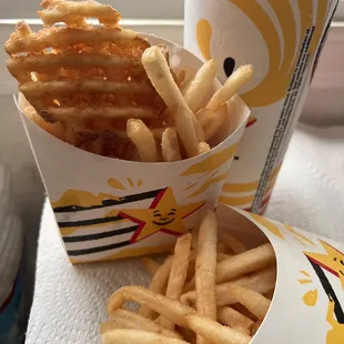 You order waffle fries and regular fries... this is what they give you? Two waffle fries?