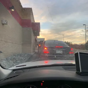 a car driving down a street