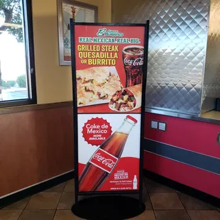 a sign in a restaurant