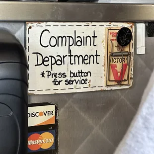 Press the bottom to reach the complaint department!