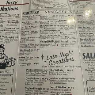 menu