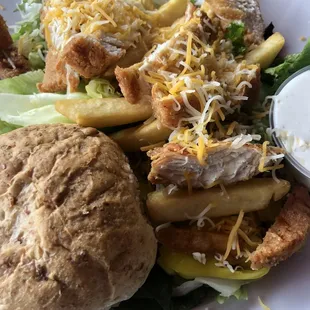 Breaded chicken Pittsburgh salad