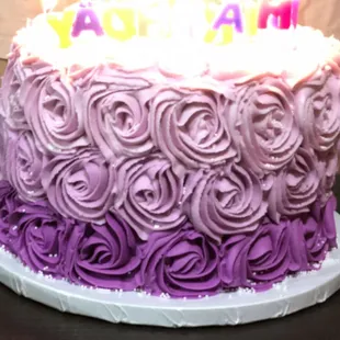 8 in. Purple ombré Rosettes Cake