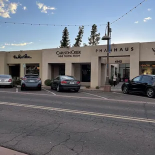 cars parked in front of the store