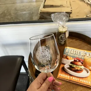 a hand holding a wine glass