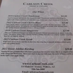 Tasting menu