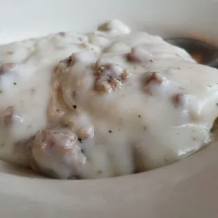 Sausage gravy and biscuits...yum!