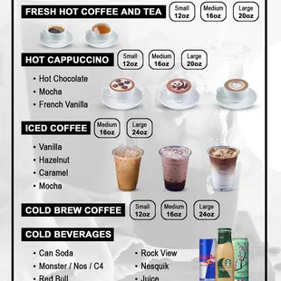 a list of coffee drinks