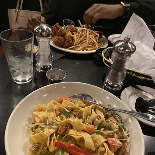 Chicken Tender Platter and Blackened Chicken Pasta