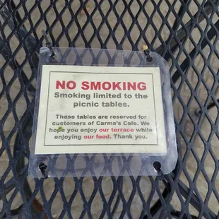 This is placed on all the table tops!