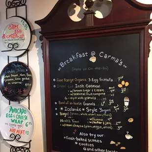 a menu on a blackboard