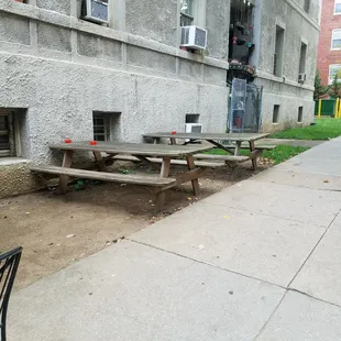 Picnic table for smokers only! Amazing.