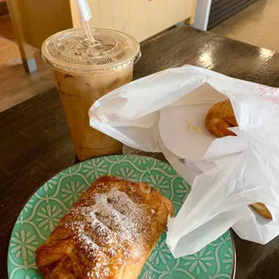 Guava cream cheese pastry &amp; iced honey vanilla latte! :D (plus a few other pastries to-go)