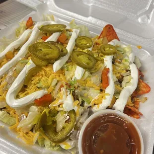 Loaded nachos with Flaming Hot Doritos