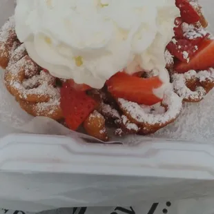 Strawberry Funnel Cake...FRESH STRAWBERRIES!!!