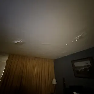 Ceiling falling apart.